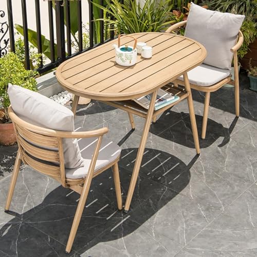 Heliosrider GartenmöBel Set Balkonset 2 StüHle 1 Tisch Kleine Sitzgruppe Garten Lounge Set mit Kissen Aluminiumlegierung für Gartenlounge Terrasse(Dark Brown) von Heliosrider