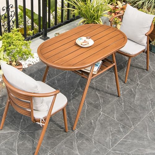 Heliosrider GartenmöBel Set Balkonset 2 StüHle 1 Tisch Kleine Sitzgruppe Garten Lounge Set mit Kissen Aluminiumlegierung für Gartenlounge Terrasse(Light Brown) von Heliosrider
