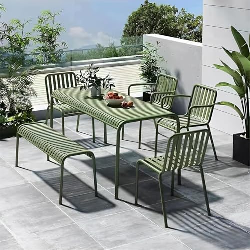 Heliosrider Kleine BalkonmöBel Balkon StüHle Set MöBel Gartenlounge Outdoor Bistroset Balkonmöbel Set mit Tisch Outdoor Bistro für Terrasse 6 Personen(140cm/55.1in) von Heliosrider