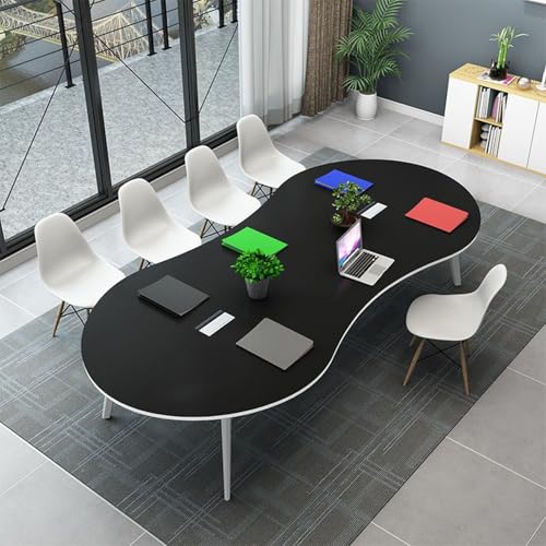 Konferenztisch Besprechungstisch Tisch Rund Esstisch Oval Konferenztisch Bootsform 4-6 Pers Meetingtisch für BüRo Konferenzraum KüChentisch Platzsparende Stuhl Nicht Enthalten(Black,200*100*75CM) von Heliosrider
