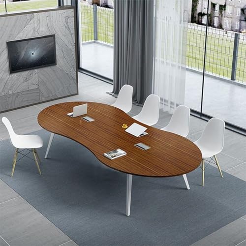 Konferenztisch Besprechungstisch Tisch Rund Esstisch Oval Konferenztisch Bootsform 4-6 Pers Meetingtisch für BüRo Konferenzraum KüChentisch Platzsparende Stuhl Nicht Enthalten(Brown,200*100*75CM) von Heliosrider