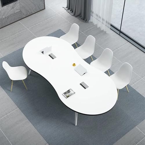 Konferenztisch Besprechungstisch Tisch Rund Esstisch Oval Konferenztisch Bootsform 4-6 Pers Meetingtisch für BüRo Konferenzraum KüChentisch Platzsparende Stuhl Nicht Enthalten(White,300*120*75CM) von Heliosrider
