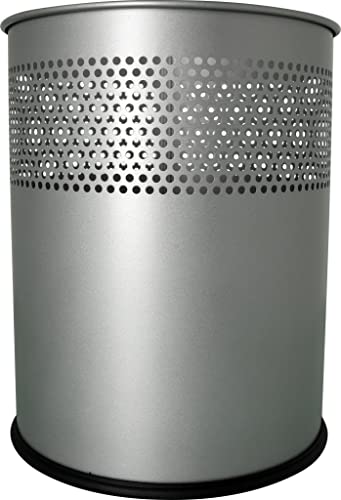 helit H2515799 - Papierkorb „the dot“ 15 Liter, silber mit Lochdekor, 1 Stück von Helit