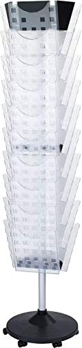 helit H6255802 - Prospektbodenständer drehbar „the giant grid“, 30 Taschen, DIN A4, glasklar / silber von Helit