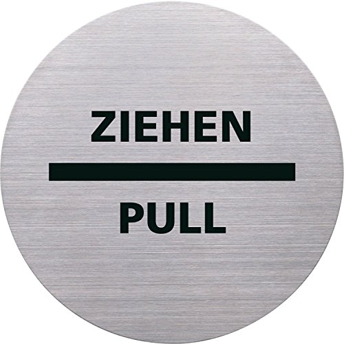 helit H6271800 - Piktogramm Ziehen / Pull, Ø115 mm, selbstklebend mit Klebepad, Edelstahl von Helit