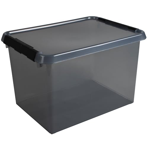 Sunware 88001920 - Aufbewahrungsbox the comfort-line 22 L, grau transparent, Ordnungsbox mit Deckel von Helit