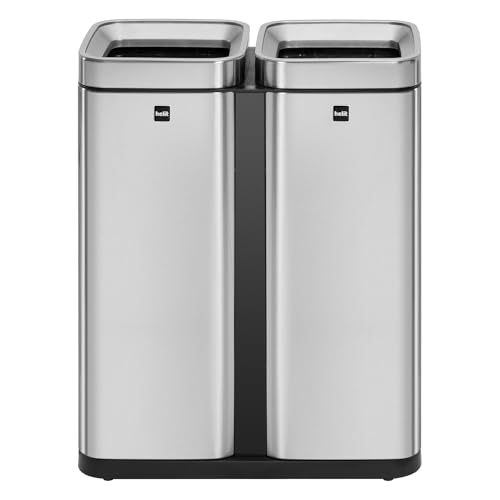 helit H2404700 - Abfalleimer the twin bin, 30L + 30L, Edelstahl, Mülleimer 2 Fächer von Helit