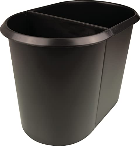 helit H6103795 - Papierkorb „the double“, 20 Liter/9 Liter, oval, schwarz, Mülleimer 2 Fächer von Helit