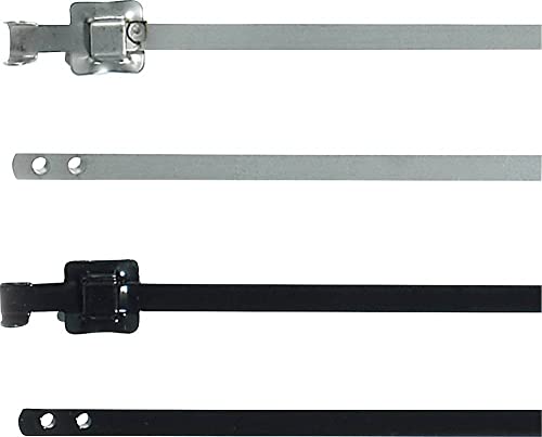 HellermannTyton MLT8SS5 Edelstahl 316 Kabelbinder lösbar metallik 5 mm x 230mm, 100 Stück, Packung a 100 Stück von HellermannTyton