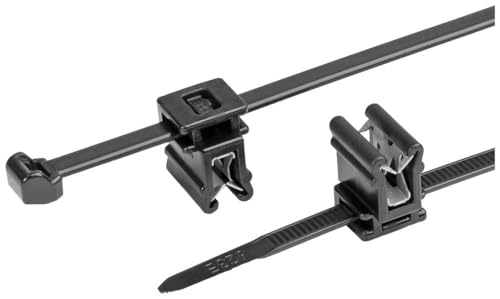 HellermannTyton 156-00948 T50ROSEC4A-PA66W-BK (100) Kabelbinder mit Clip, 200 mm, 4,6 mm, Schwarz, 100 Stück von HellermannTyton
