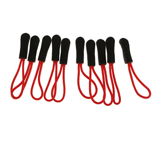 Hellery 10pcs Zip Pulls Zipper Puller Ersatz Gebrochene für Rucksack Tuch, Rot von Hellery