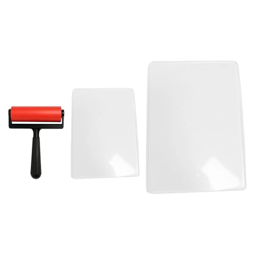 Hellery Wiederverwendbare Gel Druckplatte, Monoprinting Druckplatte, Druckzubehör mit Pressgummiwalze für Die Kartenherstellung von Hellery