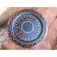 Bunte Hauptwanddekor, Modernes Design Handgeschnitzte Kupferwandplatte, Wohnzimmer Wanddekoration, Mutter Geschenk, Concierge Schreibtisch Tablett von HellesAntiques