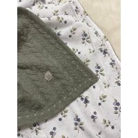 Babydecke Dunkelolive/Blaubeeren Vintage Ca. 70x90cm, Auf Wunsch Mit Name von HelliMaus