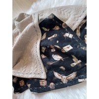 Babydecke Hellbeige/Nachtblau Ca. 70x90cm, Auf Wunsch Mit Namen von HelliMaus