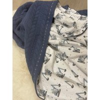 Babydecke Jeansblau/Kleiner Bagger Blau Ca. 70x90cm, Auf Wunsch Mit Namen von HelliMaus
