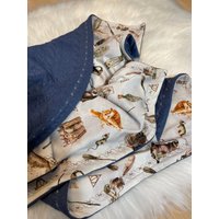 Babydecke Jeansblau/Silbergrau Ca. 70x90cm, Auf Wunsch Mit Name von HelliMaus