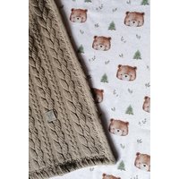 Babydecke Taupe/Bärenkopf Ca. 70x90cm, Auf Wunsch Mit Namen von HelliMaus