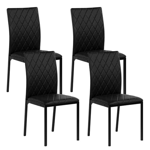 Hello-5ive Esszimmerstühle, modernes schwarzes Polyurethan, Esszimmerstühle mit ergonomischer hoher Rückenlehne, bequemer gepolsterter Sitz und stabilen Metallbeinen, Küchenstuhl für Esszimmer Hello-5ive Esszimmerstühle, modernes schwarzes Polyurethan, Esszimmerstühle mit ergonomischer hoher Rückenlehne, bequemer gepolsterter Sitz und stabilen Metallbeinen, Küchenstuhl für Esszimmer von Hello-5ive