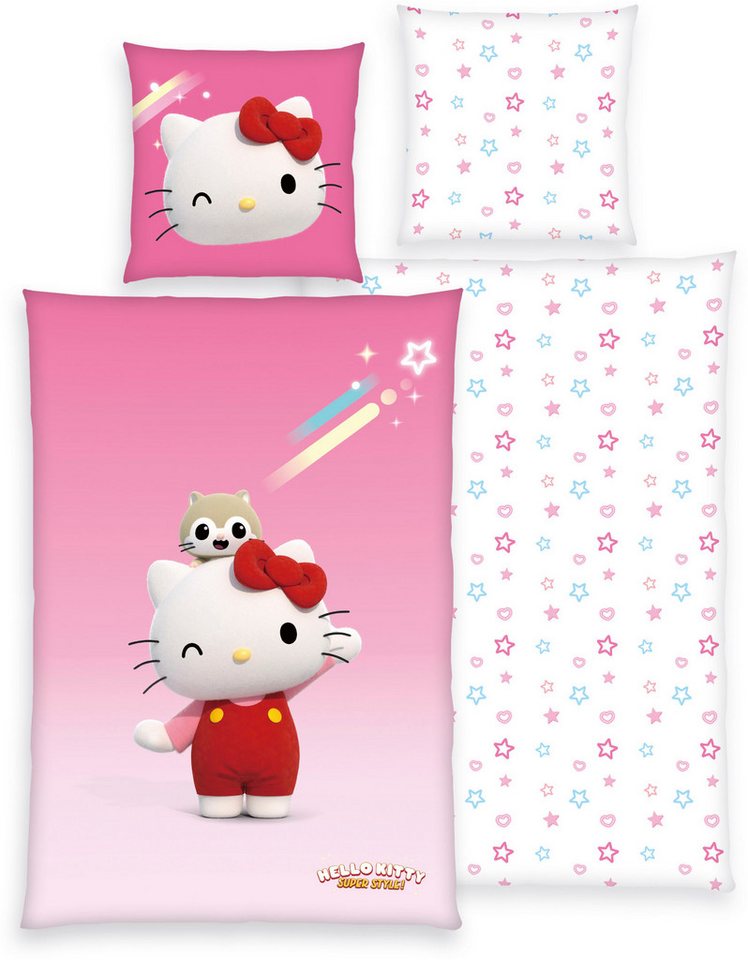 Bettwäsche Hello Kitty, Hello Kitty, Renforcé, 2 teilig, mit niedlichem Motiv von Hello Kitty