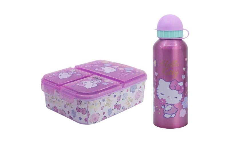 Hello Kitty Lunchbox Hello Kitty 2 tlg. Lunch Set 3 Kammer Brotdose Alu Trinkflasche 530 ml, (2-tlg., Spar-Set) von Hello Kitty