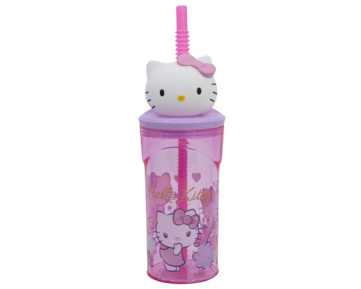Hello Kitty Trinkflasche Stor Hello Kitty Trinkbecher 3D Kinderbecher & Strohhalm-Tumbler 360ml von Hello Kitty