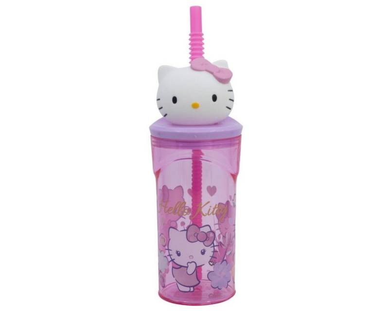 Hello Kitty Trinkflasche Stor Hello Kitty Trinkbecher 3D Kinderbecher & Strohhalm-Tumbler 360ml von Hello Kitty