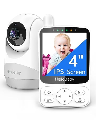 HelloBaby Babyphone mit Kamera,29 Stunden Akkulaufzeit Babyfon,355°/120° Baby Monitor mit Ferngesteuerter Pan-Tilt Kamera 2X Zoom,Infrarot-Nachtsichtkamera ECO-Modus,Bis zu 1000ft,2-Wege-Audio von HelloBaby