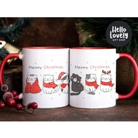 Meowy Weihnachtstasse, Süße Heiße Schokoladentasse, Süße Katze Weihnachten Geschenk, 11Oz Urlaub Kaffee Tee Tasse von HelloLovelyGiftShop