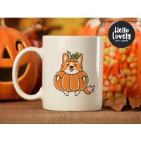 Süße Corgis Tasse, Kürbis Halloween Geschenk, Süßes Keramik Tasse 11Oz von HelloLovelyGiftShop