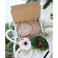 Rosenquarz Sechseck Untersetzer Set Galvanisiert Wohnkultur Geschenk von HelloPosh