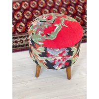 Kelim Ottoman Hocker /Kilim Truhe/Kilim Fußstütze /Vintage Möbel Stuhl Runder / von Helloistanbul