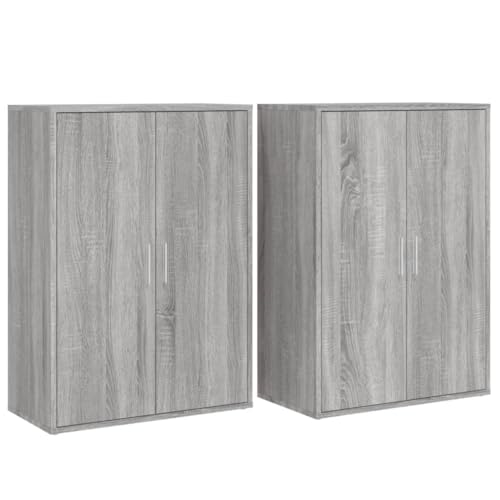 Buffet Bahut Kommode Schrank Aufbewahrung Organizer Küche Wohnzimmer 2 Stück Sonoma 60 x 31 x 84 cm Holz Grau 02_0036962 von Helloshop26