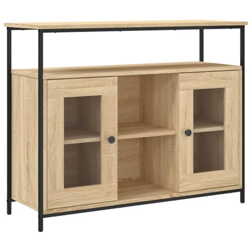 Buffet Bahut Kommode Schrank Aufbewahrung Organizer Küche Wohnzimmer Sonoma 100 x 35 x 80 cm Holz Technik Braun 02_0031461 von Helloshop26