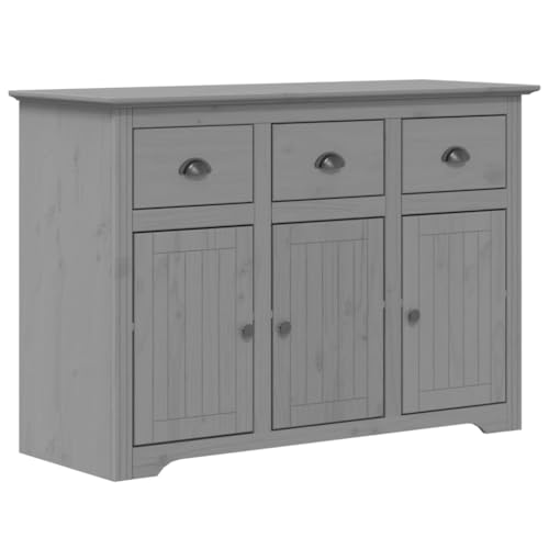 Buffet Bahut Kommode Schrank Aufbewahrung Organizer Küche Wohnzimmer Wohnzimmer BODO 115,5 x 44 x 80 cm Massivholz Kiefer grau 02_0030804 von Helloshop26