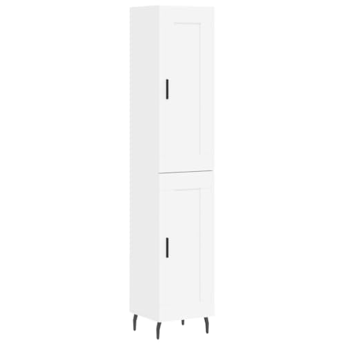 Buffet Bahut Kommode Schrank Aufbewahrung Organizer Küche Wohnzimmer Wohnzimmer Hoch 34,5 x 34 x 180 cm Holz Weiß 02_0032389 von Helloshop26