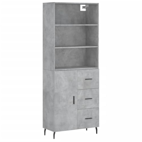 Buffet Bahut Kommode Schrank Aufbewahrung Organizer Küche Wohnzimmer Wohnzimmer Hoch 69,5 x 34 x 180 cm Holz Grau 02_0034564 von Helloshop26
