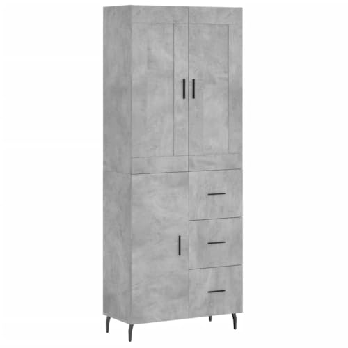 Buffet Bahut Kommode Schrank Aufbewahrung Organizer Küche Wohnzimmer Wohnzimmer Hoch 69,5 x 34 x 180 cm Holz Grau 02_0034597 von Helloshop26