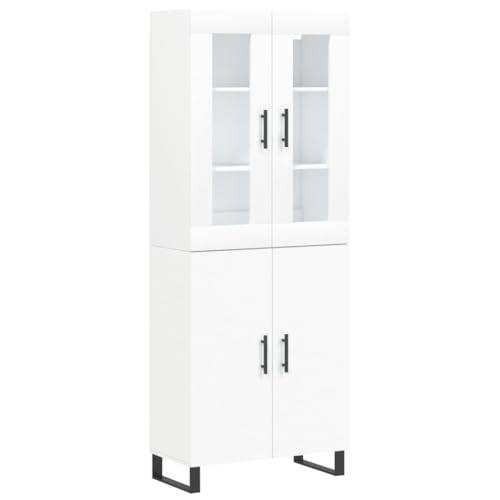 Buffet Bahut Kommode Schrank Aufbewahrung Organizer Küche Wohnzimmer Wohnzimmer Hoch 69,5 x 34 x 180 cm Holz Technik Weiß 02_0032688 von Helloshop26