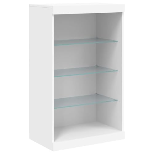 Buffet Bahut Kommode Schrank Aufbewahrung Organizer Küche Wohnzimmer Wohnzimmer mit LED-Leuchten 60,5 x 37 x 100 cm Weiß 02_0029853 von Helloshop26