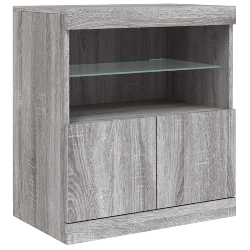 Buffet Bahut Kommode Schrank Aufbewahrung Organizer Küche Wohnzimmer Wohnzimmer mit LED-Leuchten Sonoma 60 x 37 x 67 cm grau 02_0030080 von Helloshop26