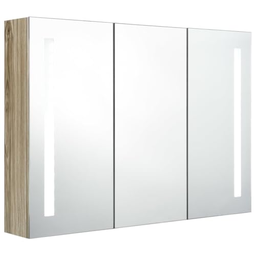 Helloshop26 Badezimmerschrank mit LED-Spiegel, 89 x 14 x 62 cm, Eiche 02_0006574 Helloshop26 Badezimmerschrank mit LED-Spiegel, 89 x 14 x 62 cm, Eiche 02_0006574 von Helloshop26
