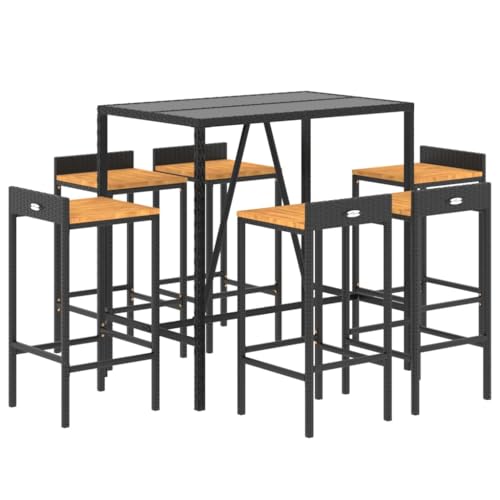 Helloshop26 Bar-Set für den Außenbereich, Terrasse, 7-teilig, schwarz, Polyrattan/Massivholz, Akazienholz, 02_0013490 Helloshop26 Bar-Set für den Außenbereich, Terrasse, 7-teilig, schwarz, Polyrattan/Massivholz, Akazienholz, 02_0013490 von Helloshop26