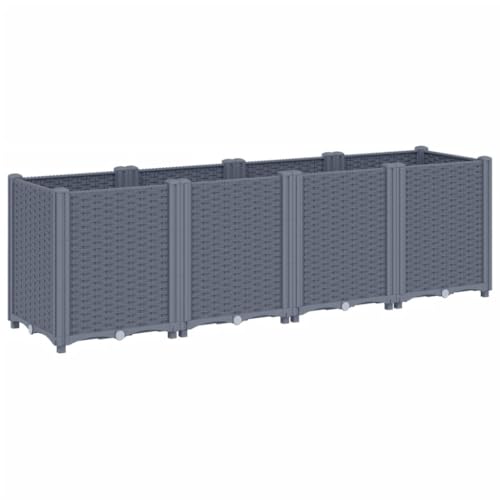 Helloshop26 Blumenkasten Hochbeet Pflanzen Blumen Terrasse Garten 160 x 40 x 53 cm PP grau 02_0037463 von Helloshop26
