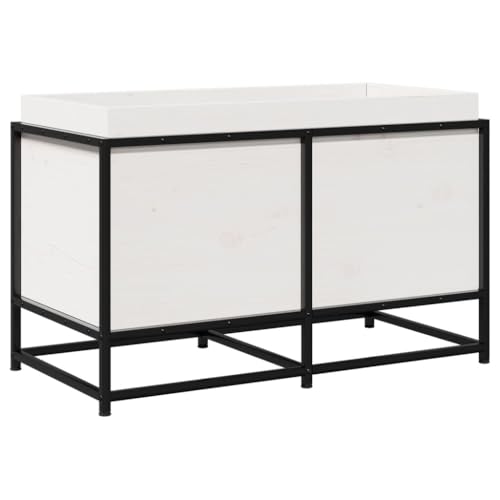 Helloshop26 Blumenkasten Hochbeet Pflanzen Blumen Terrasse Garten 80 x 40 x 50 cm Kiefer massiv weiß 02_0037872 von Helloshop26