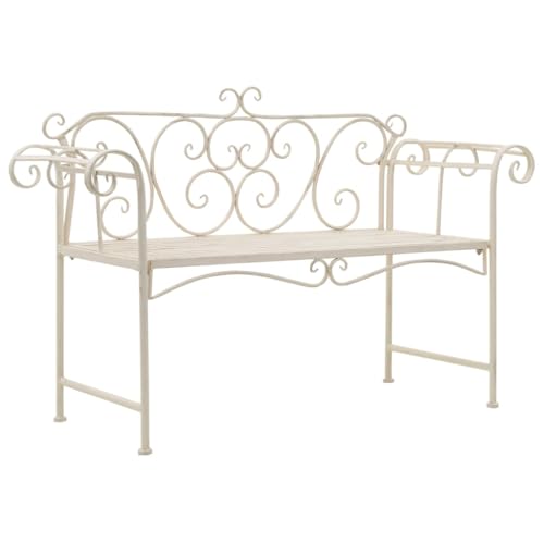 Helloshop26 Gartenbank, Terrassenmöbel, für den Außenbereich, Terrasse, 132 x 46 x 85 cm, Metall, antik, weiß, 02_0011238 von Helloshop26