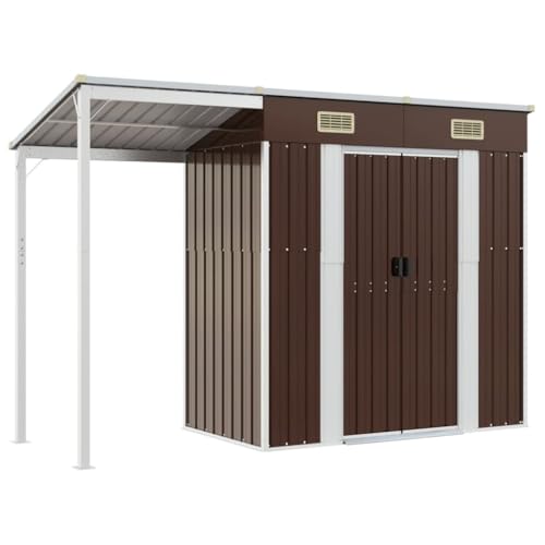 Helloshop26 Gartenhaus, Schuppen, Lagerhaus, Schuppen, Schuppen, robust, mit verlängertem Dach, 277 x 110,5 x 181 cm, Stahl, Braun, 02_0022219 Helloshop26 Gartenhaus, Schuppen, Lagerhaus, Schuppen, Schuppen, robust, mit verlängertem Dach, 277 x 110,5 x 181 cm, Stahl, Braun, 02_0022219 von Helloshop26