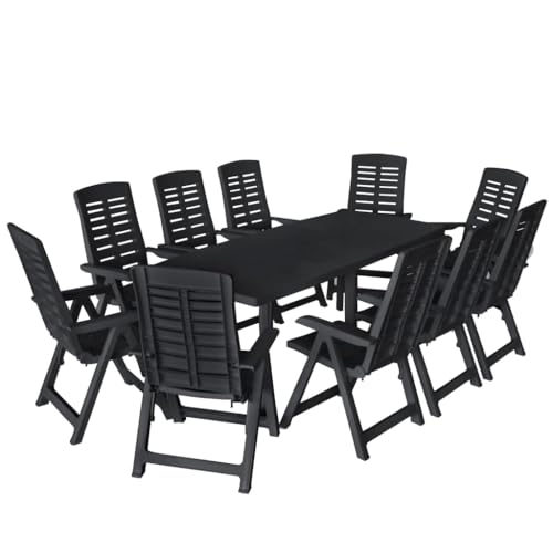 Helloshop26 Gartenmöbel-Set, 11-teilig, Kunststoff, anthrazit, 02_0013571 von Helloshop26
