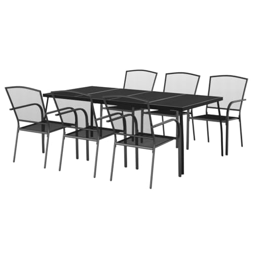Helloshop26 Gartenmöbel-Set, 7-teilig, Anthrazit, Stahl, 02_0013922 von Helloshop26