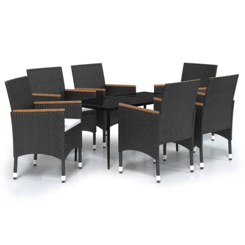 Helloshop26 Gartenmöbel-Set mit Kissen, 7-teilig, schwarz, 02_0014607 von Helloshop26
